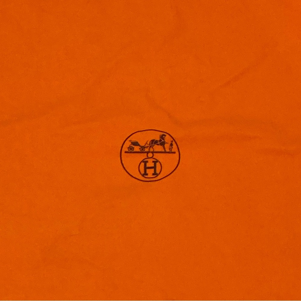 Hermes Classic Orange Large Drawstring Storage Dust Bag Horse Carriage Authentic - Picture 7 of 8